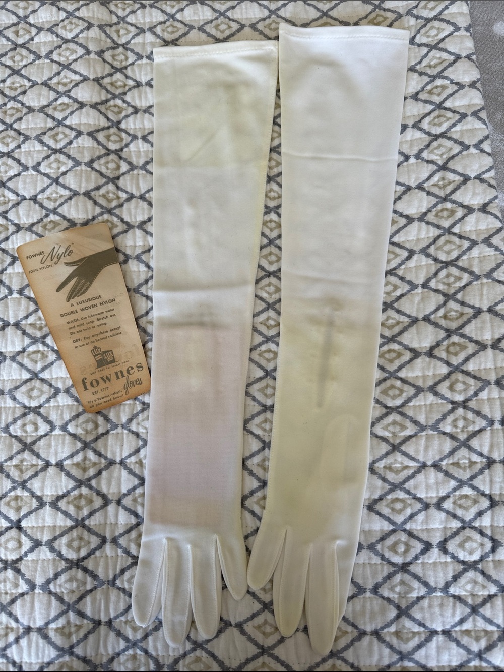 Vintage Fownes Vintage Cream Opera Gloves with Pearled Buttons